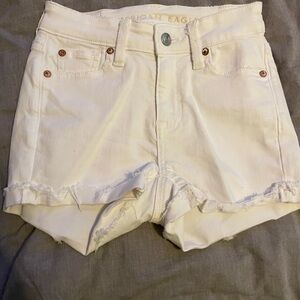 American Eagle Outfitters White Jean Shorts Distressed High-Waisted